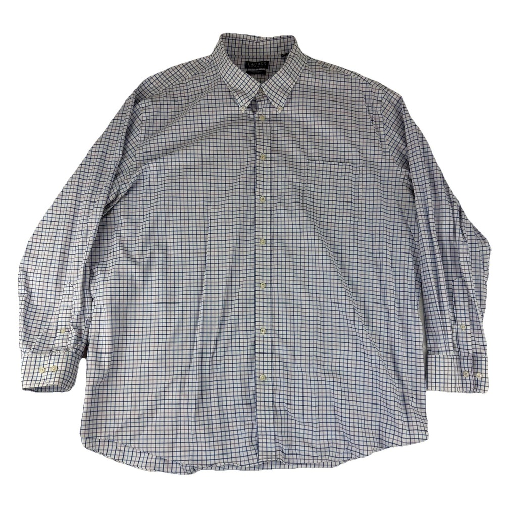 Lauren Ralph Lauren Black Label Men's Shirt Size 20 36/37 Tall Plaid Blue Purple